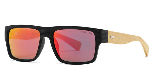 PL 7875 Gafas de sol polarizadas con marco rígido rectangular y parte superior plana de bambú