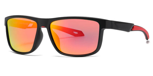 PL 6839 - Gafas de sol polarizadas rectangulares de plástico para hombre con lentes de espejo de color